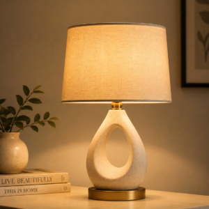 Nordic Ceramic Table Lamp – Warm Ambient Bedside & Living Room Lamp