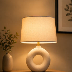 Modern Donut Ceramic Table Lamp – Minimalist Warm Bedside Light