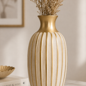 Velora Nordic Ribbed Ceramic Floor Vase