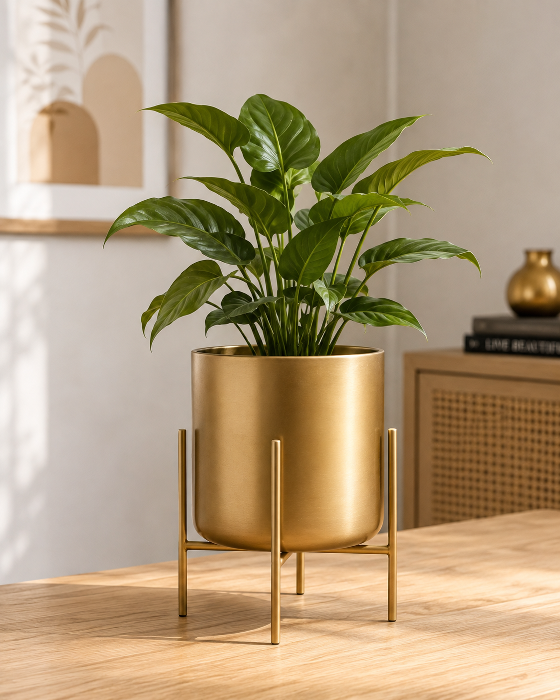 Velora Luxe Gold Metal Planter Stand