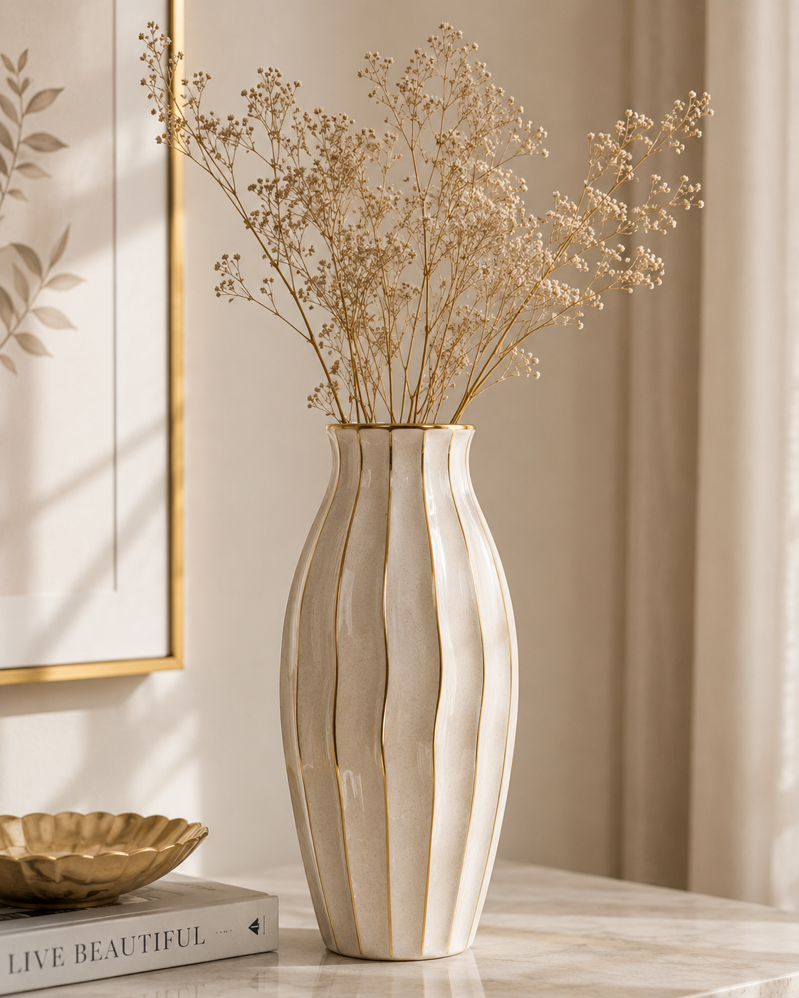 Velora Luxe Fluted Ceramic Vase